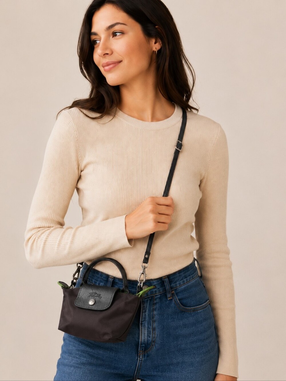 Longchamp Black Mocha Mini Bag with Removable Strap NWT - Picture 7 of 7